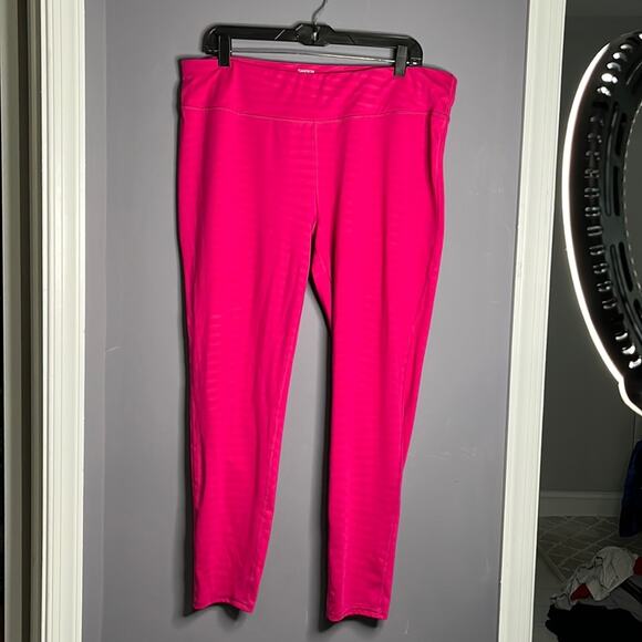 Danskin Dark Pink Striped Mid Rise Leggings Plus Size XXL - Picture 7 of 7